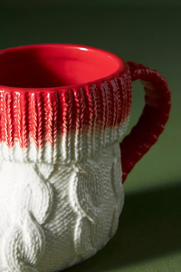 Tazza a forma di calzino natalizia in ceramica in stile festivo con struttura a maglia e colore sfumato-ideale per la casa, il caffè e il regalo - Product Image 6
