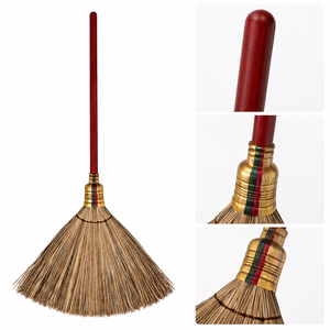 Escoba de coco con mango de madera duradero y ecológico, para barrer jardines exteriores, con cerdas de bandera medianas, escoba indonesiana - Product Image 6
