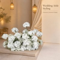 Composition florale artificielle en gros d'hortensias blancs et gypsophiles pour allée de mariage, 45 tiges pour décoration d'entrée de cérémonie