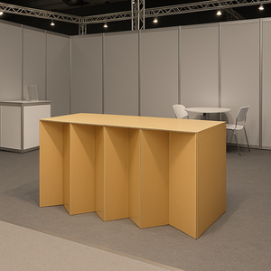 Tavolo Pieghevole Ecologico in Cartone Ondulato, Scrivania Espositiva in Cartone Laminato Riciclabile, Arredamento Portatile Salvaspazio per Eventi - Product Image 1