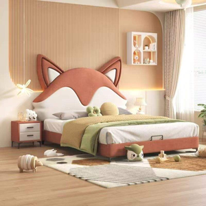 Lits pour enfants en forme d'animaux, design de dessin animé, <span class=keywords><strong>lit</strong></span> double pour <span class=keywords><strong>garçon</strong></span> et fille, <span class=keywords><strong>lit</strong></span> en cuir pour enfants, <span class=keywords><strong>lit</strong></span> pour enfants pas cher - Product Image 2