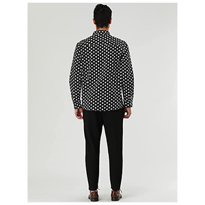 Camicie da uomo personalizzate in cotone 100% moda camicia abbottonata a maniche lunghe con stampa Slim Fit a pois - Product Image 6