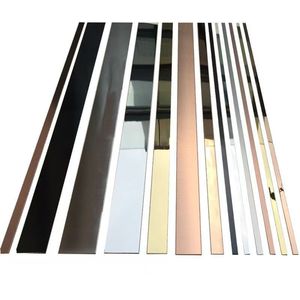 <span class=keywords><strong>Bande</strong></span> décorative auto-adhésive en acier inoxydable miroir doré, garniture de carrelage, couleurs et modèles personnalisés - Product Image 1