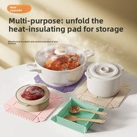 Tapis de table pliable en silicone 2-en-1 isolant thermiquement, style épuré à rayures, anti-brûlures, pour plateau à fruits, coussin isolant thermique