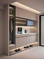 Meuble à chaussures moderne grande capacité en panneaux de bois massif, armoire de rangement portable pour entrée de maison, balcon, salon