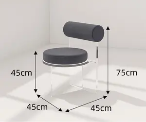 Neues Design Klarer transparenter Acryl-Esszimmers tuhl mit hoch dichtem Schwamm und Samt-Esszimmers tuhl Moderner Freizeit-Wohn stuhl