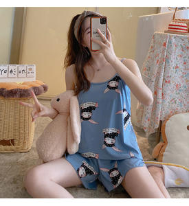 Conjunto <span class=keywords><strong>de</strong></span> Pijama <span class=keywords><strong>de</strong></span> <span class=keywords><strong>Verano</strong></span> para Mujer H-754, Estampado Moderno, Top sin Mangas y Pantalones Cortos, Dos Piezas, Ropa <span class=keywords><strong>de</strong></span> Dormir Informal - Product Image 4