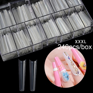 Appuyez sur les ongles en gros produits de beauté 240 pièces boîte 3XL ABS ongles conseils blanc clair Logo personnalisé XXL XXXL conique carré ongles conseils - Product Image 6