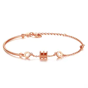 s925 sterling silver bracelet simple fashion hand wrist charm cz diamond cuff Small Waist Bracelet For Women Gifts