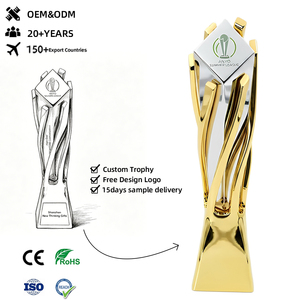 Trophée en métal bicolore personnalisé de 35 cm, trophée géométrique 3D, gravable, trophée de championnat sportif, cadeaux d'affaires - Product Image 1