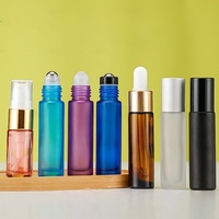 Botol Roll-on Kaca Amber Warna-warni 5ml 10ml, Botol Roll-on Minyak Parfum Esensial Kosong 10ml Bening Doff