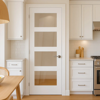Porte contemporaine moderne en MDF et verre, finition laquée blanche, avec quincaillerie Hafele, pour appartement, villa, hôtel