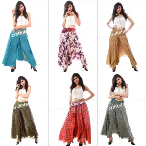 Indischer Großhandel indische Harems hose-Damen Regenschirm Palazzo Hose-Großhandel Seide Saree Palazzo