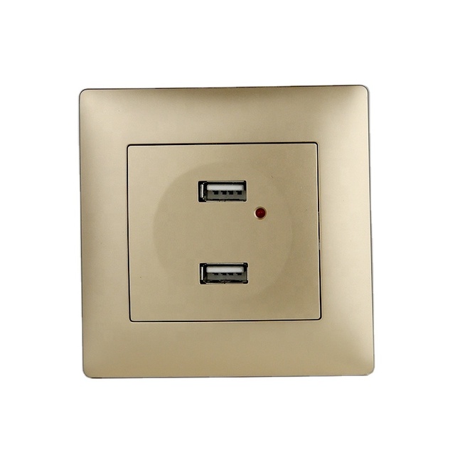 EU Standard Double 2.1A USB Charging Port Self-Test Easy Installation Electric Outlet Wall Socket PC Plug & Sockets
