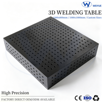 Table de soudage 3D industrielle en fonte 1000x800x200mm, haute charge, robuste et de précision pour le soudage de cadres en acier