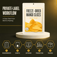 Tranches de mangue croustillantes lyophilisées 18g en sachet, prêtes à consommer, non frites, pour importateurs, propriétaires de marques, acheteurs en gros et en vrac
