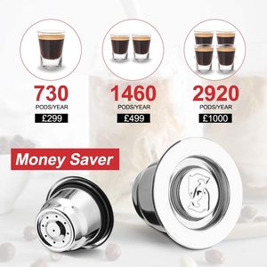 Capsules réutilisables en acier inoxydable Capsules de café crémeuses rechargeables avec couvercles réutilisables compatibles avec les machines à expresso - Product Image 3
