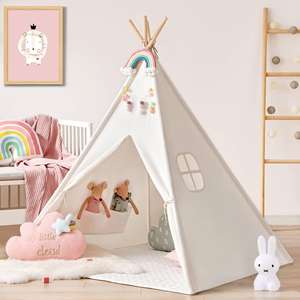 Tienda de Campaña Tipi de Lona de Algodón 100% Natural, Juguetes, Tienda de Campaña Tipi Grande para Niños, Tienda de Campaña Plegable para Niños, Juguetes para Bebés - Product Image 1