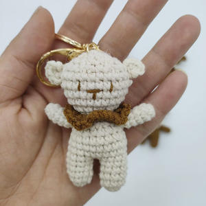 Porte-clés rond en peluche douce fait main 2025, adorable ours en tricot, accessoires <span class=keywords><strong>pour</strong></span> sac, petits articles de bricolage, <span class=keywords><strong>bijoux</strong></span> tissés - Product Image 3