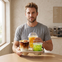 Gobelet en PLA biodégradable personnalisé ZFCUP, écologique, jetable, en forme de U, avec couvercles