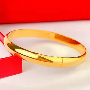 Modeschmuck Geschenk Ayatul Kursi graviert 6 mm Edelstahl 18k Gold plattiert klassische Öffnung Armreifen