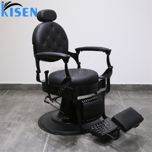 Chaise de barbier professionnelle pliable et réglable en hauteur Kisen en alliage d'aluminium chromé avec grande pompe hydraulique - Product Image 5