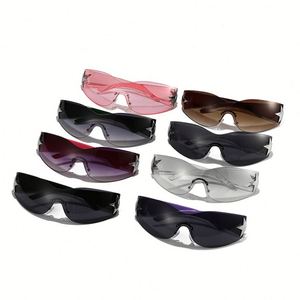 Lunettes de soleil Y2K punk monobloc pour hommes et femmes, avec logo personnalisé, style cinq branches, vente en gros - Product Image 5