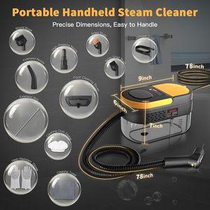 Limpiador Portátil de 1.69 Cuartos de Galón con Mango Ajustable de 3 Niveles, Calentamiento Rápido, 15 Accesorios para Limpieza del Hogar, Juntas y Azulejos, 2500W de Alta Potencia - Product Image 4