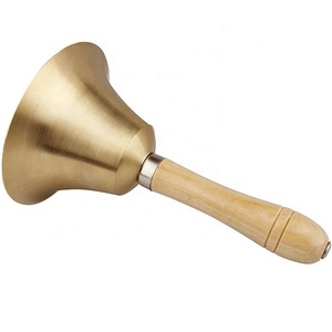 פעמון יד מנחושת עם ידית עץ איכותית והדפס משי בנושא חג המולד ובודהיזם - Product Image 4