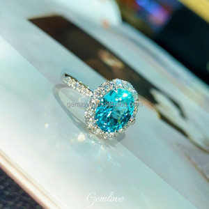 Trong kho! 23.055ct IGI Paraiba <span class=keywords><strong>Ring</strong></span>-pt950 hình bầu dục phòng thí nghiệm kim cương, đồ trang sức đám cưới sang trọng - Product Image 2