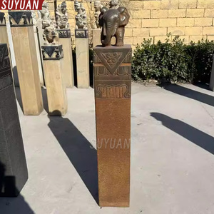 Colonna in Marmo Bianco con Scultura di <span class=keywords><strong>Elefante</strong></span> e Cavallo, Decorazione Moderna Fatta a Mano Personalizzata con Nuvole Auspicanti per Casa, Cortile e <span class=keywords><strong>Giardino</strong></span> - Product Image 6