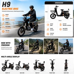 Bicicleta Eléctrica H9 de Largo Alcance, 800W, 48/60V, 20Ah, Autonomía de 40-60 km, Scooter Eléctrico Digital para Viajes Diarios, Motor H9 de 800W que Ofrece un Rendimiento Excelente - Product Image 5