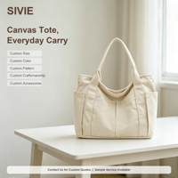 Sac fourre-tout en toile personnalisé pour femmes, sac à bandoulière en coton, grande capacité avec poche avant et poche intérieure, sac de shopping écologique réutilisable