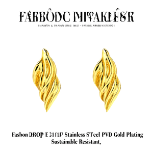 Fashion Drop <b>Earrings</b> 316L Stainless Steel PVD Gold Plating Sustainable Resistant - Product Image 2