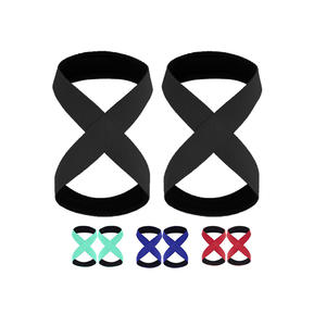 Sangles de poignet de musculation en forme de huit avec logo personnalisé, rembourrées en caoutchouc, pour haltérophilie et gym, directement de l'usine - Product Image 1