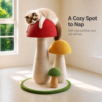 Ensemble combiné griffoir et arbre à chat champignon, extra large, en corde de sisal durable, pour chats d'intérieur