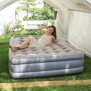 Matelas pneumatique auto-gonflant en PVC double beige avec pompe à air intégrée, extra haut, épais, adapté à un usage domestique, camping en plein air, tentes - Product Image 3