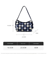 Sac Hobo Vintage Tissé en Maille Géométrique Style Preppy avec Fermeture Éclair, Bandoulière Réglable, Sac à Main Décontracté Quotidien à Porter sous le Bras ou à l'Épaule