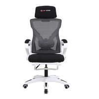 Chaise de bureau ergonomique JRMC-07WT avec appuie-tête réglable en mesh, accoudoirs 4D, support lombaire, repose-pieds, certifiée BIFMA