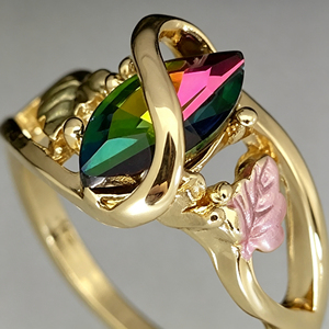 Anello a Foglia Colorato per Donne, Anello da Dito Creativo Vintage alla Moda - Product Image 4