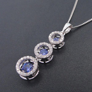 Pendentif en argent, forme de trois cercles, pendentif à goutte, zircone cubique, bijoux diamant dansant - Product Image 5