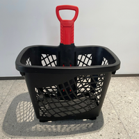 Caddie de courses en plastique avec poignée rouge pour supermarché et épicerie