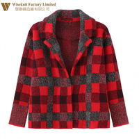 Ensemble de tricot pour femme personnalisé, cardigan décontracté d'hiver à motif géométrique épais et anti-plis