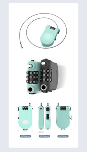 Candado de Cable Retráctil de Acero y Plástico ABS con Combinación de 3 Dígitos en Varios Colores - Product Image 4