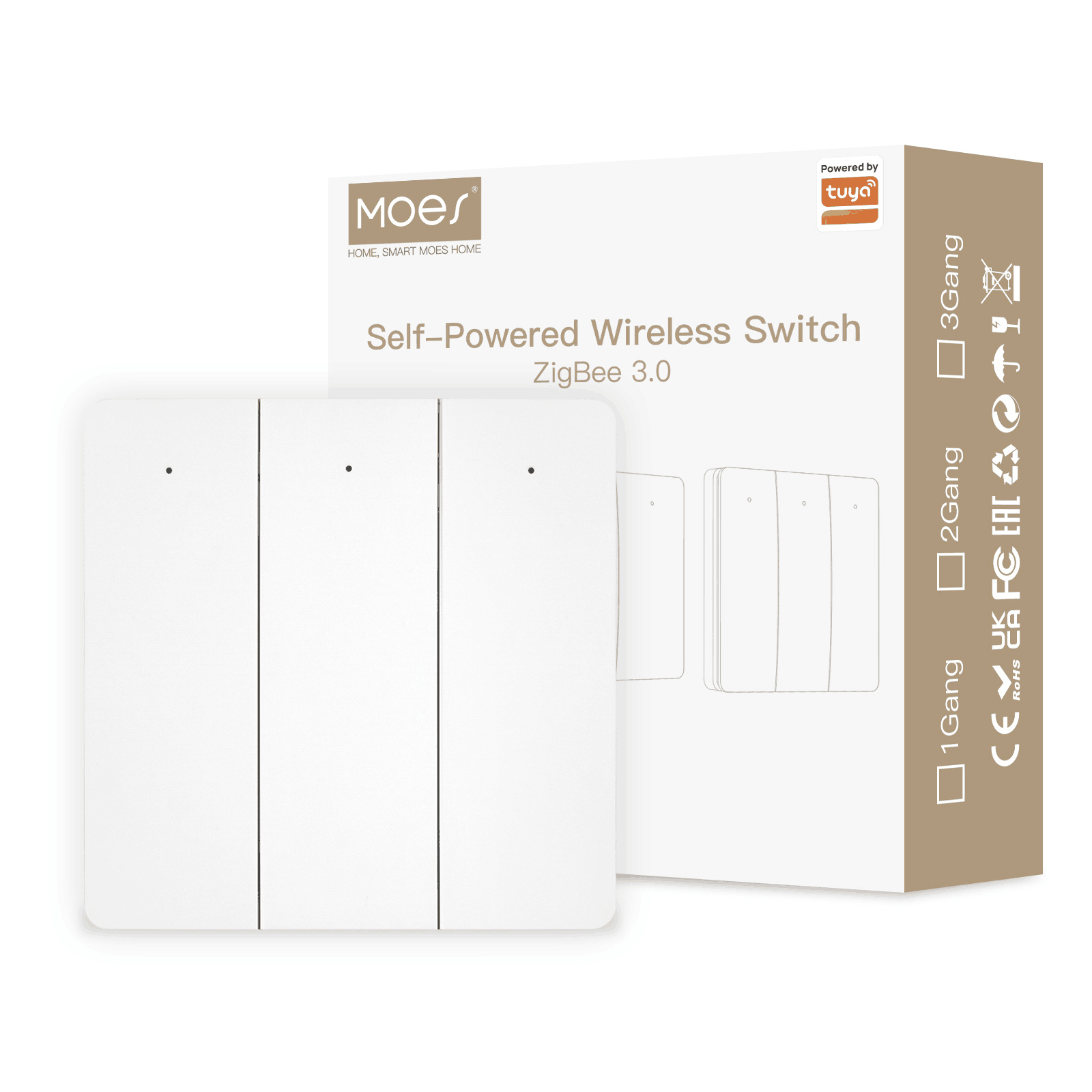Tuya Smart ZigBee Self Power Scene Switch No Battery No Wiring Kinetic Energy Control for Home Automation Scenario App Control · image 1