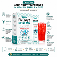 Suikerloze cafeïnehoudende energiedrankmix poeder, enkelvoudige portie stickpack, fruitsmaak, OEM ODM Private Label