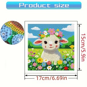 Kit Pittura Diamante Fai-da-Te per Bambini, <span class=keywords><strong>Girasole</strong></span>, Adesivi Artistici Cartoon, 17x17, Quadro Decorativo in Acrilico, Forma Quadrata Senza Cornice - Product Image 6