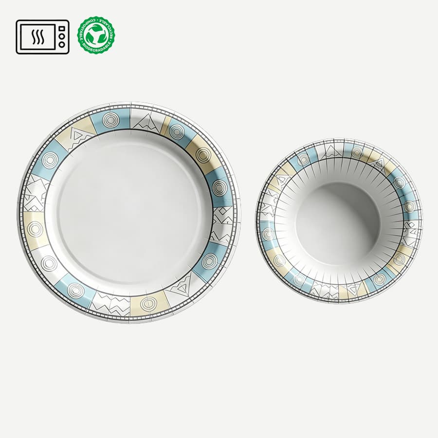 Nordic Style Eco Friendly Biodegradable BPA Free Microwave Safe Wedding Party 6 12 Inch Disposable Paper Plates & and Bowls