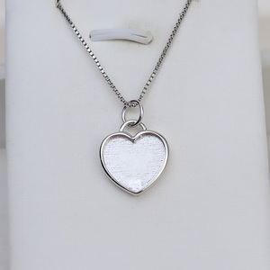 Base en argent S925 pour pendentif DIY, accessoire pour cheveux, fourrure, pendentif vide en forme de cœur à fond plat, aiguille, apprêts de bijouterie fine - Product Image 4