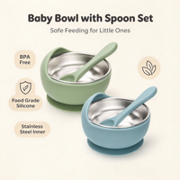 Vente chaude 2 pièces Bol pour bébé avec ventouse Ensemble de cuillère pour bébé Sans BPA Bol en acier inoxydable pour enfants